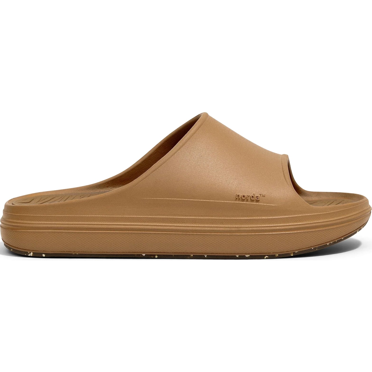 norda 008 Slide Oud side view showing dual-density foam construction with denser midsole and softer foam foot strap