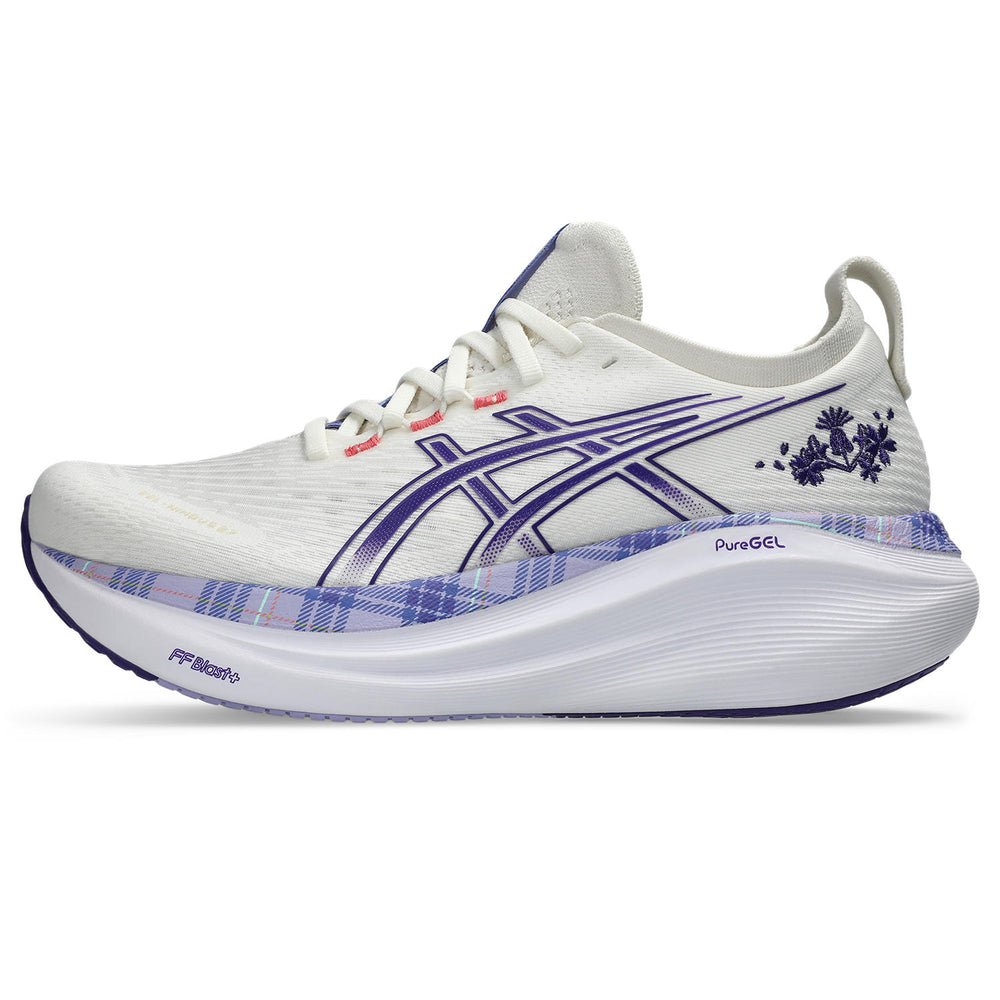 Asics Women's Gel-Nimbus 27 Running Shoes Cream / Gentry Purple - achilles heel