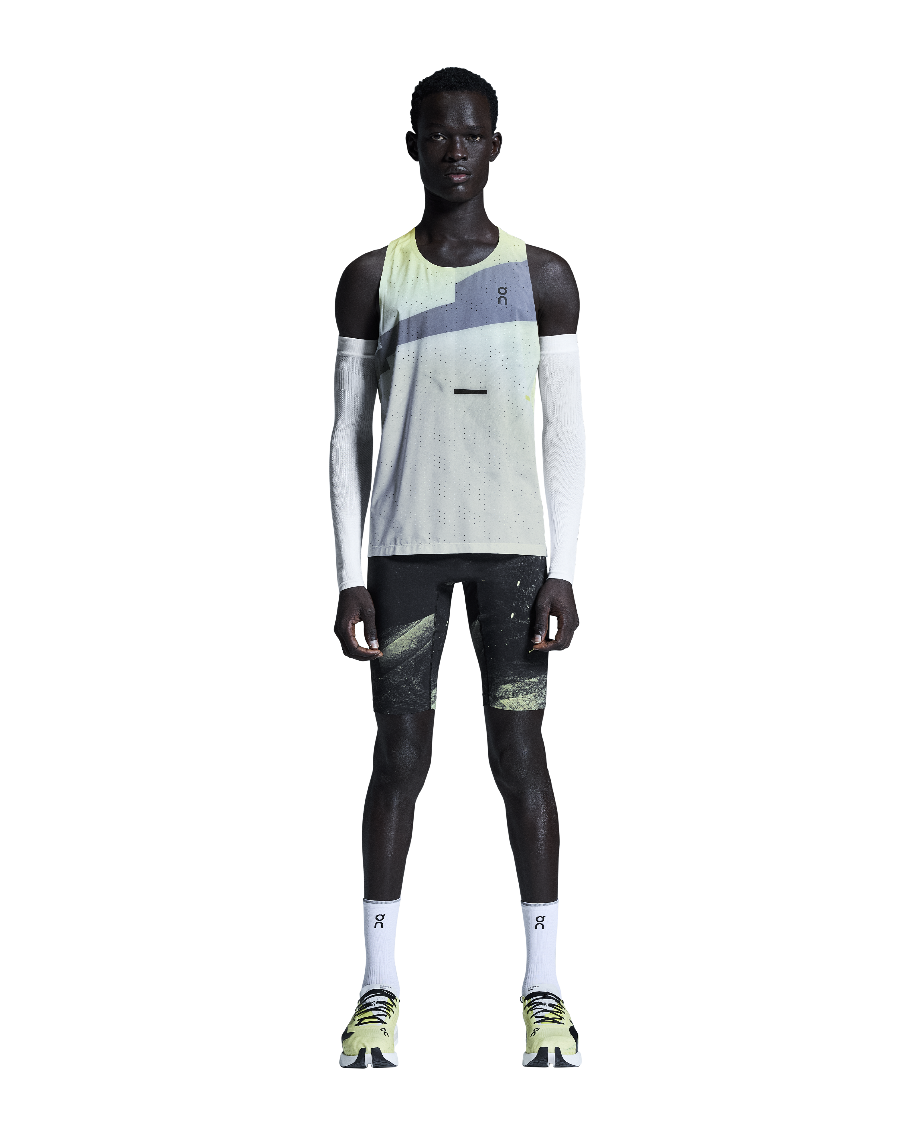 On Men's Race Tights Half Black / Limelight - Achilles Heel
