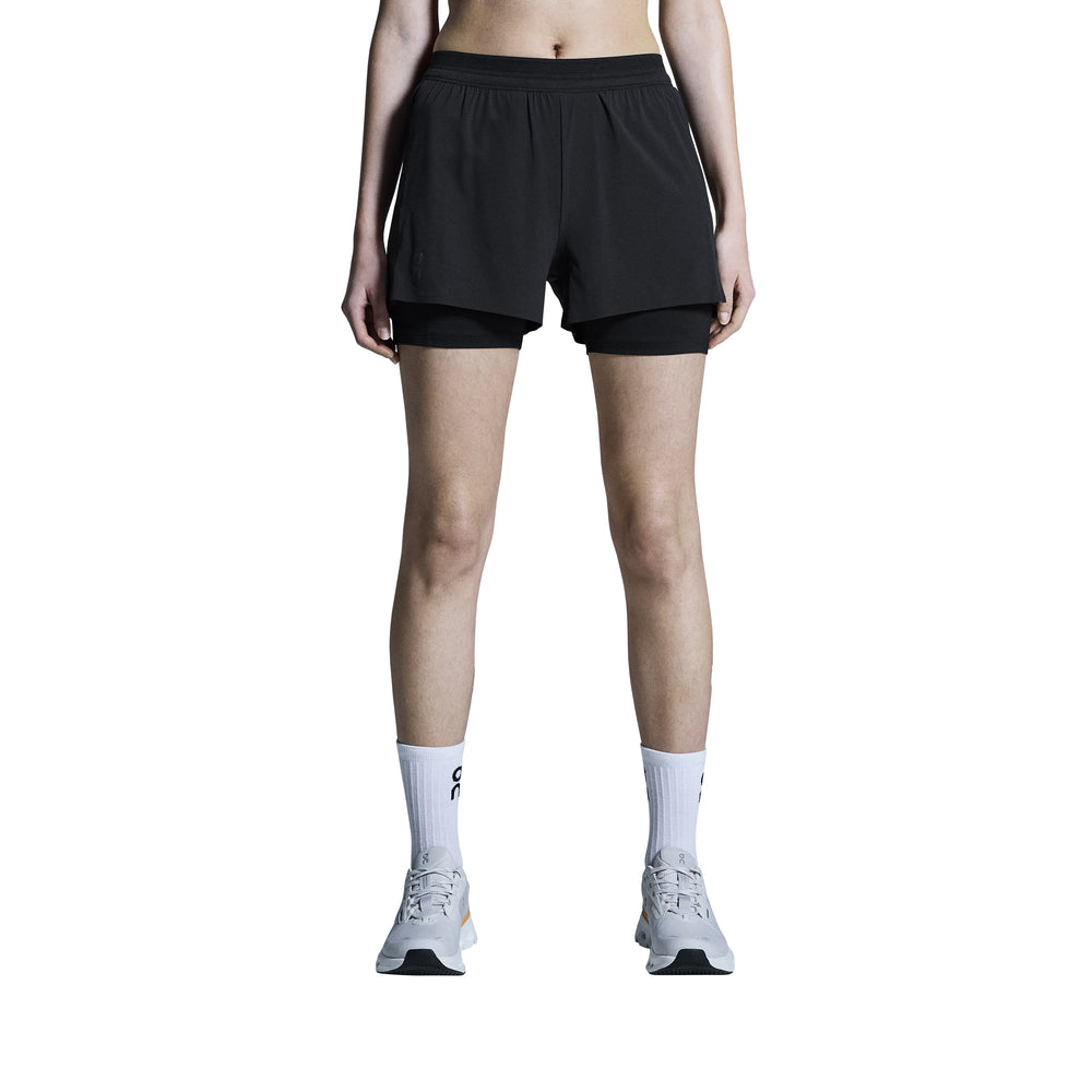 On Women's 3 Inch Performance 2 in 1 Shorts Black - achilles heel
