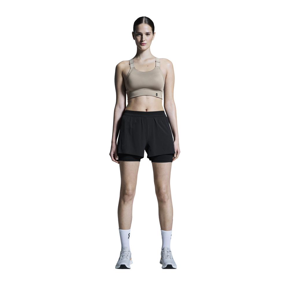 On Women's 3 Inch Performance 2 in 1 Shorts Black - achilles heel