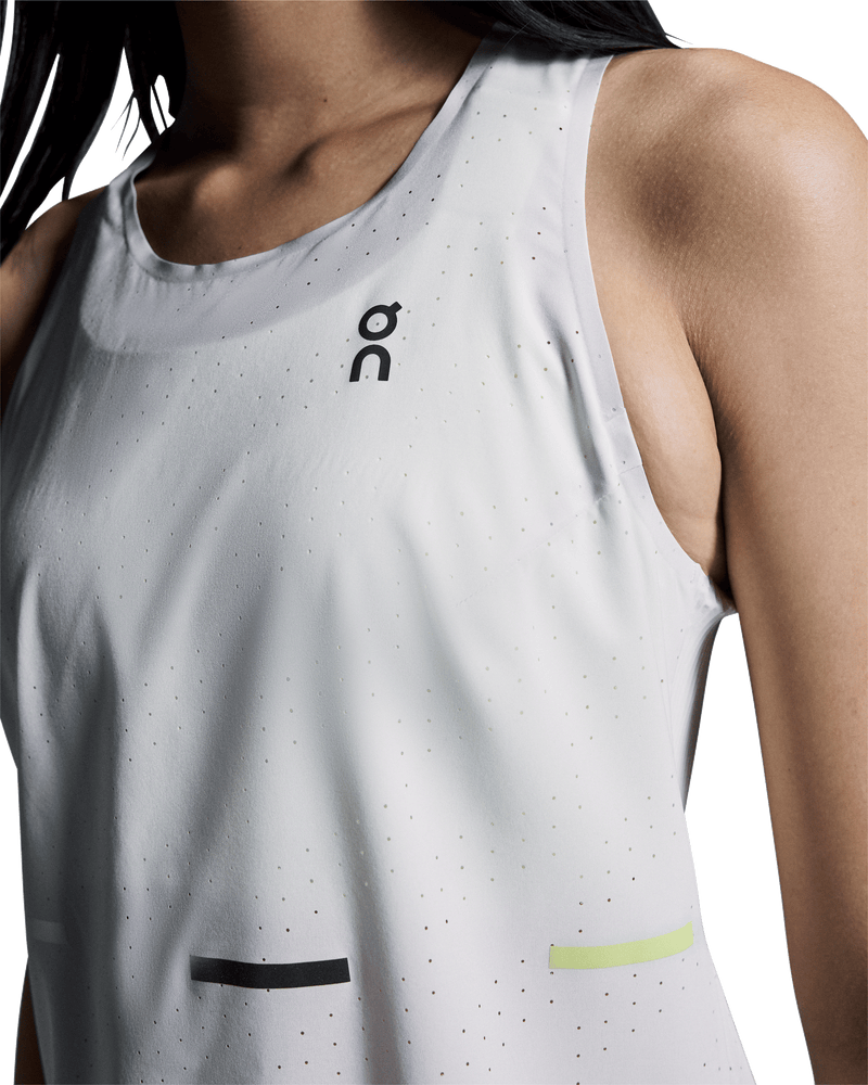 On Women's Race Singlet Silver - achilles heel