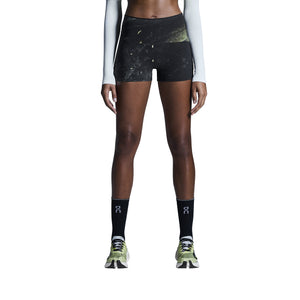 On Women's Race Tights Short Black / Limelight - achilles heel