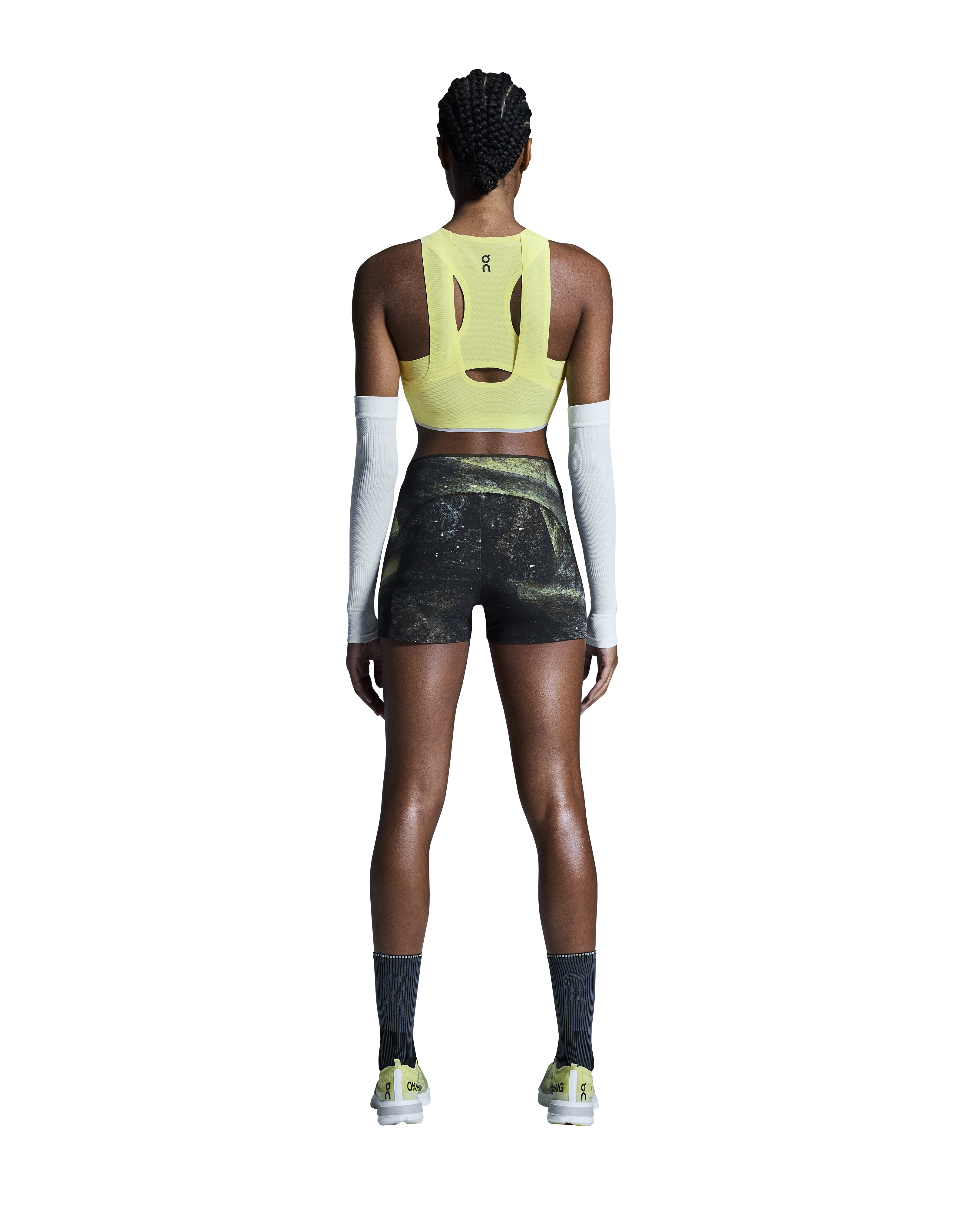 On Women's Race Tights Short Black / Limelight - Achilles Heel