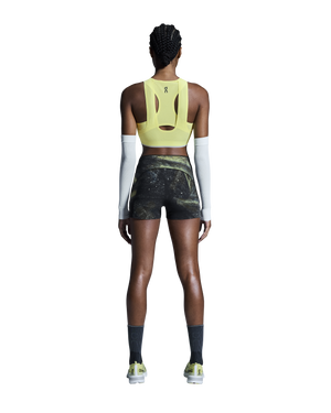 On Women's Race Tights Short Black / Limelight - achilles heel