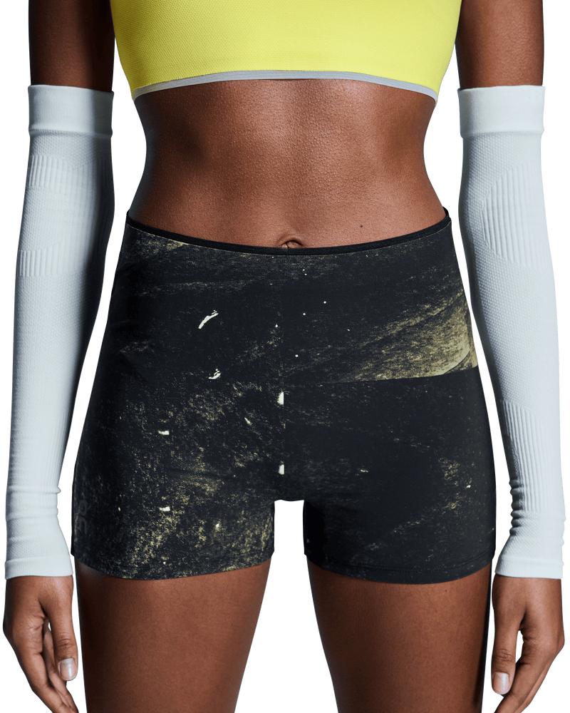 On Women's Race Tights Short Black / Limelight - achilles heel