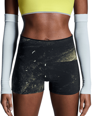 On Women's Race Tights Short Black / Limelight - achilles heel