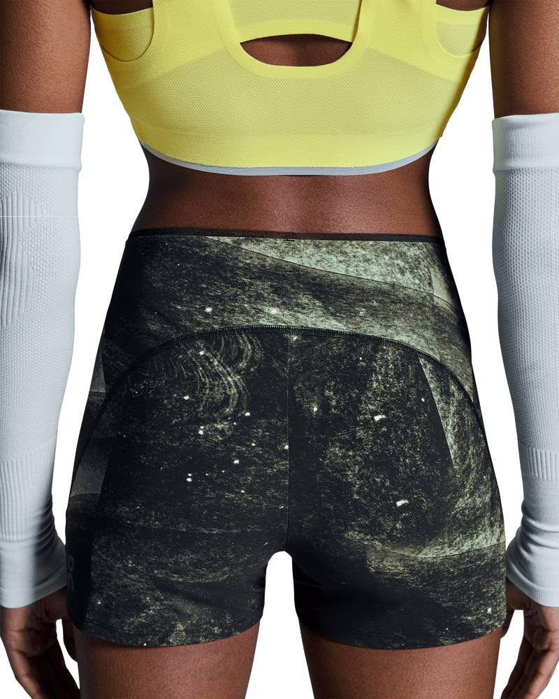 On Women's Race Tights Short Black / Limelight - achilles heel