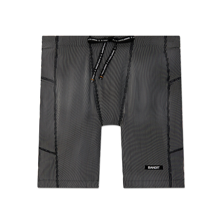 Bandit Men's Striped Cadence Next Gen 7 Pocket Half Tights Black / Chalk - achilles heel