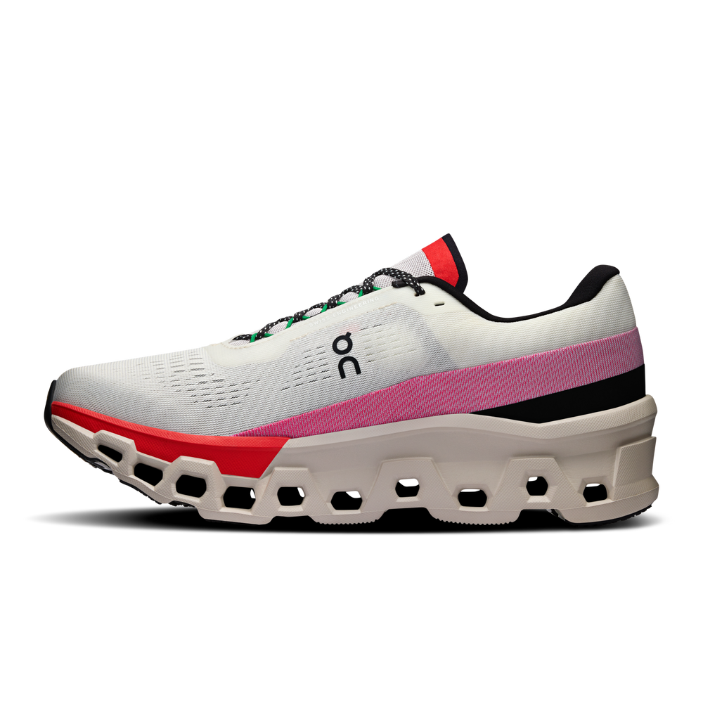 On Men's Cloudmonster 2 Running Shoes Ivory / Silver - achilles heel