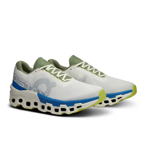 On Men's Cloudmonster 2 DISTANCE Running Shoes White / Lapis - achilles heel
