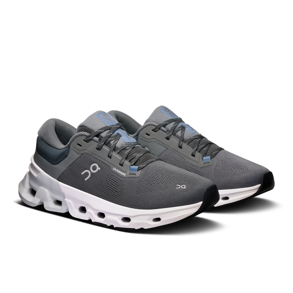 On Men's Cloudflyer 5 Running Shoes Stone / Glacier - achilles heel