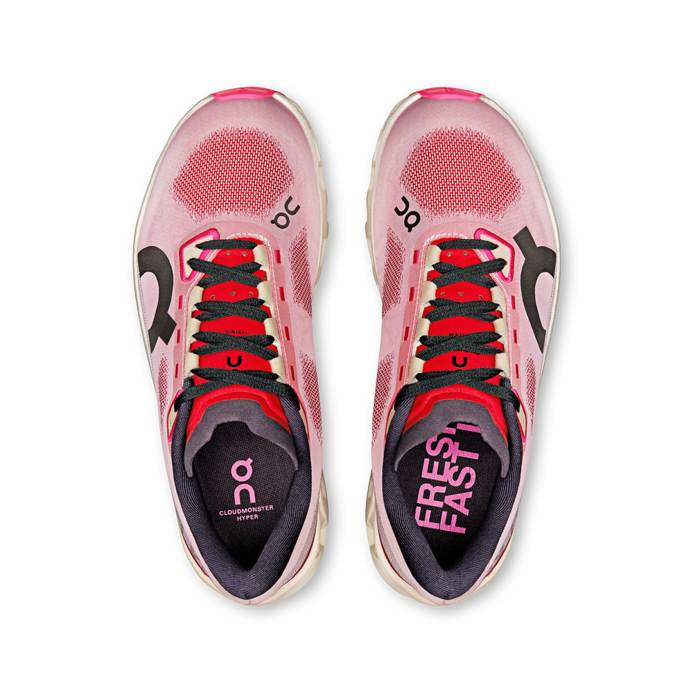 On Women's Cloudmonster Hyper Running Shoes Red / Cream - achilles heel