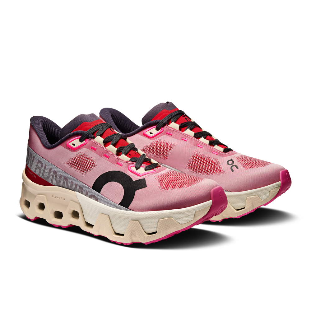 On Women's Cloudmonster Hyper Running Shoes Red / Cream - achilles heel