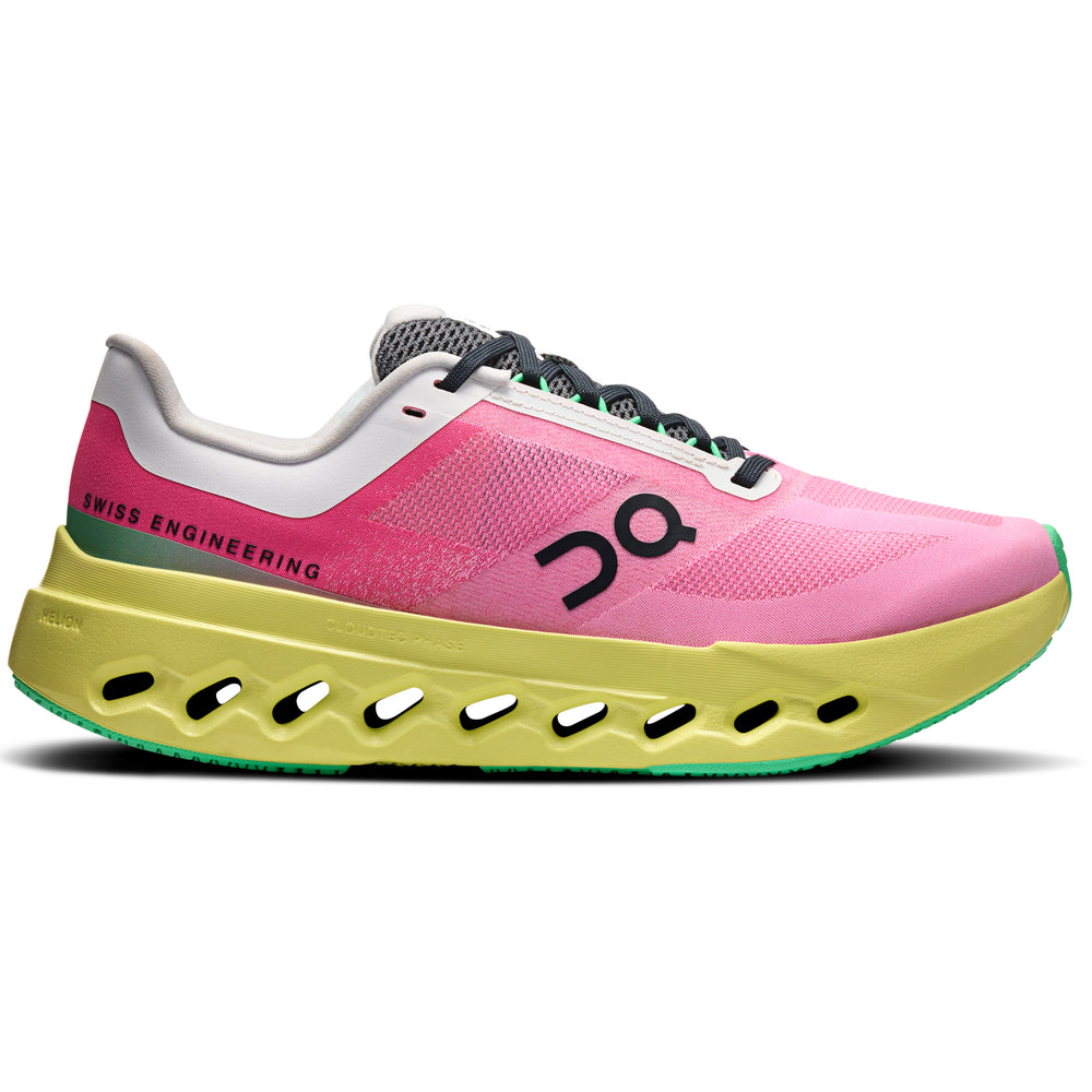 On Women's Cloudsurfer Next Running Shoes Pink / Limelight - achilles heel