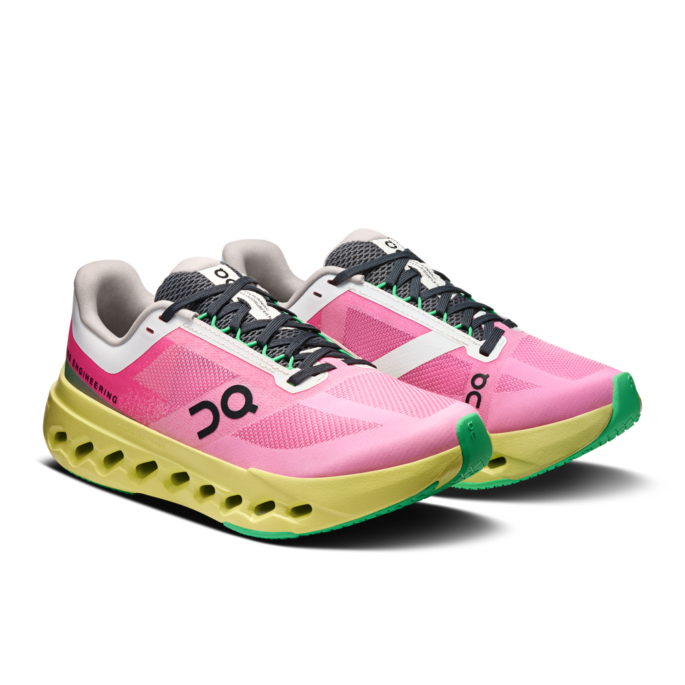 On Women's Cloudsurfer Next Running Shoes Pink / Limelight - achilles heel
