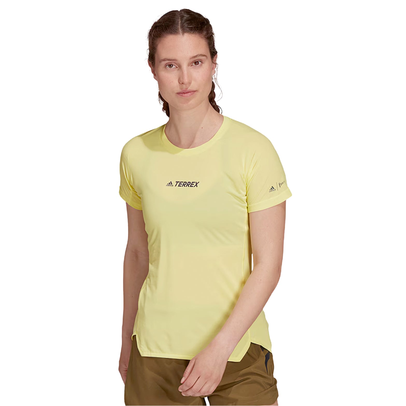adidas Women's Terrex Parley Agravic Trail Running All Round Tee Pulse Yellow - Achilles Heel