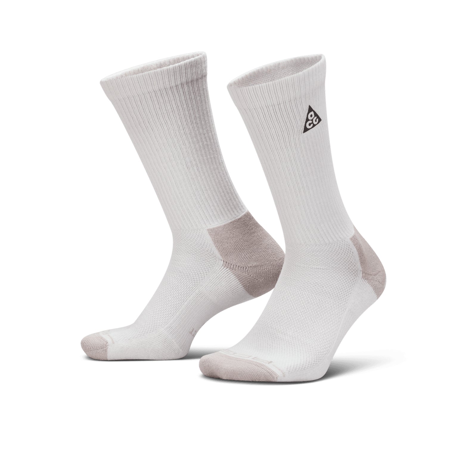 Nike ACG Everyday Elevated Crew Socks Photon Dust College Grey showing crew length fit, arch support band and cushioned comfort