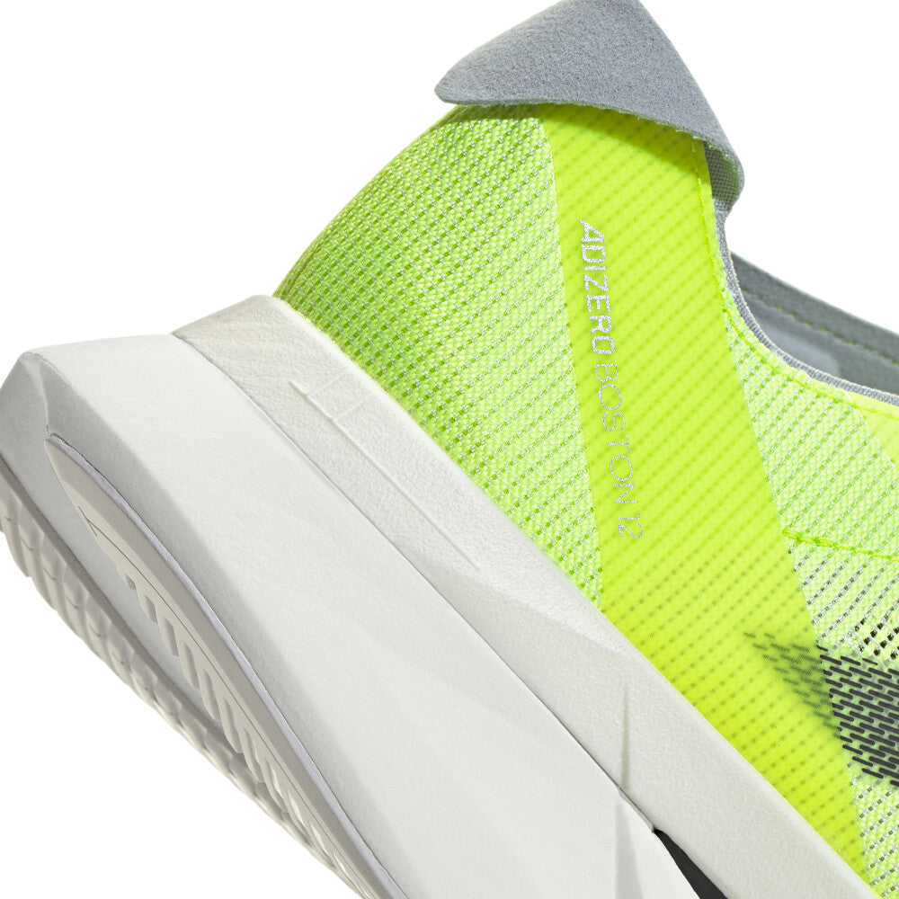 adidas Men's Adizero Boston 12 Running Shoes Lucid Lemon / Core Black / Silver Metallic - achilles heel