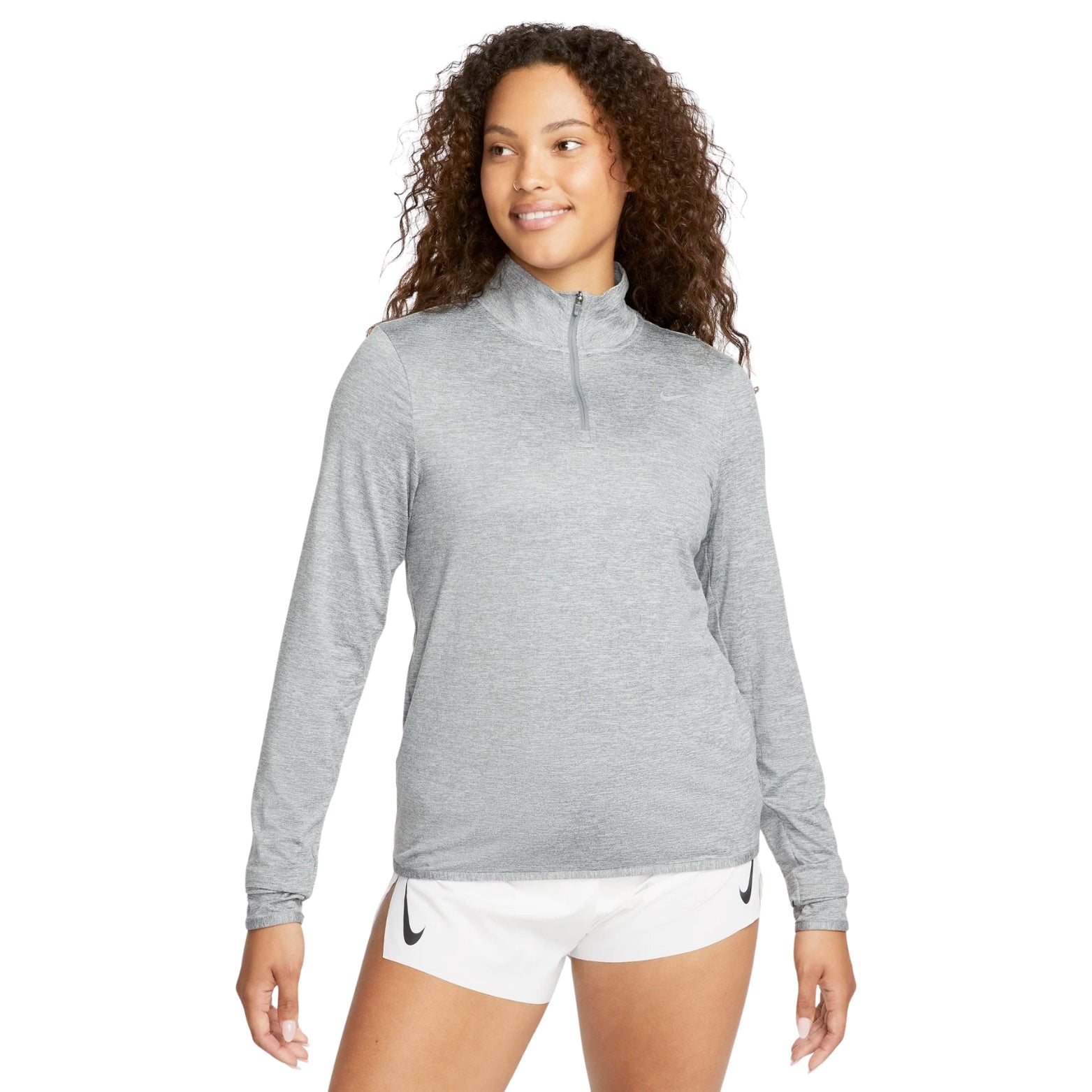 Nike Women's Dri-FIT Swift 1/4 Zip Running Top Smoke Grey / Light Smoke Grey / Heather - Achilles Heel