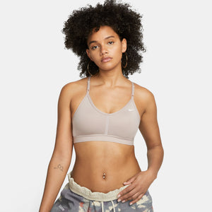 Nike Women's Dri-FIT Indy V-Neck Bra Diffused Taupe / White - achilles heel