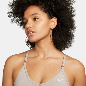 Nike Women's Dri-FIT Indy V-Neck Bra Diffused Taupe / White - achilles heel
