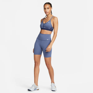 Nike Women's Dri-FIT Indy V-Neck Bra Diffused Blue / Midnight Navy / White - achilles heel