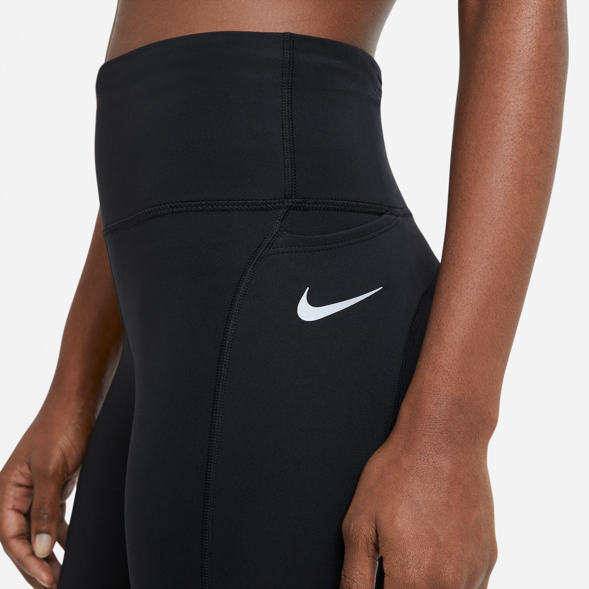 Nike Women's Fast Mid-Rise Crop Running Tights Black - Achilles Heel