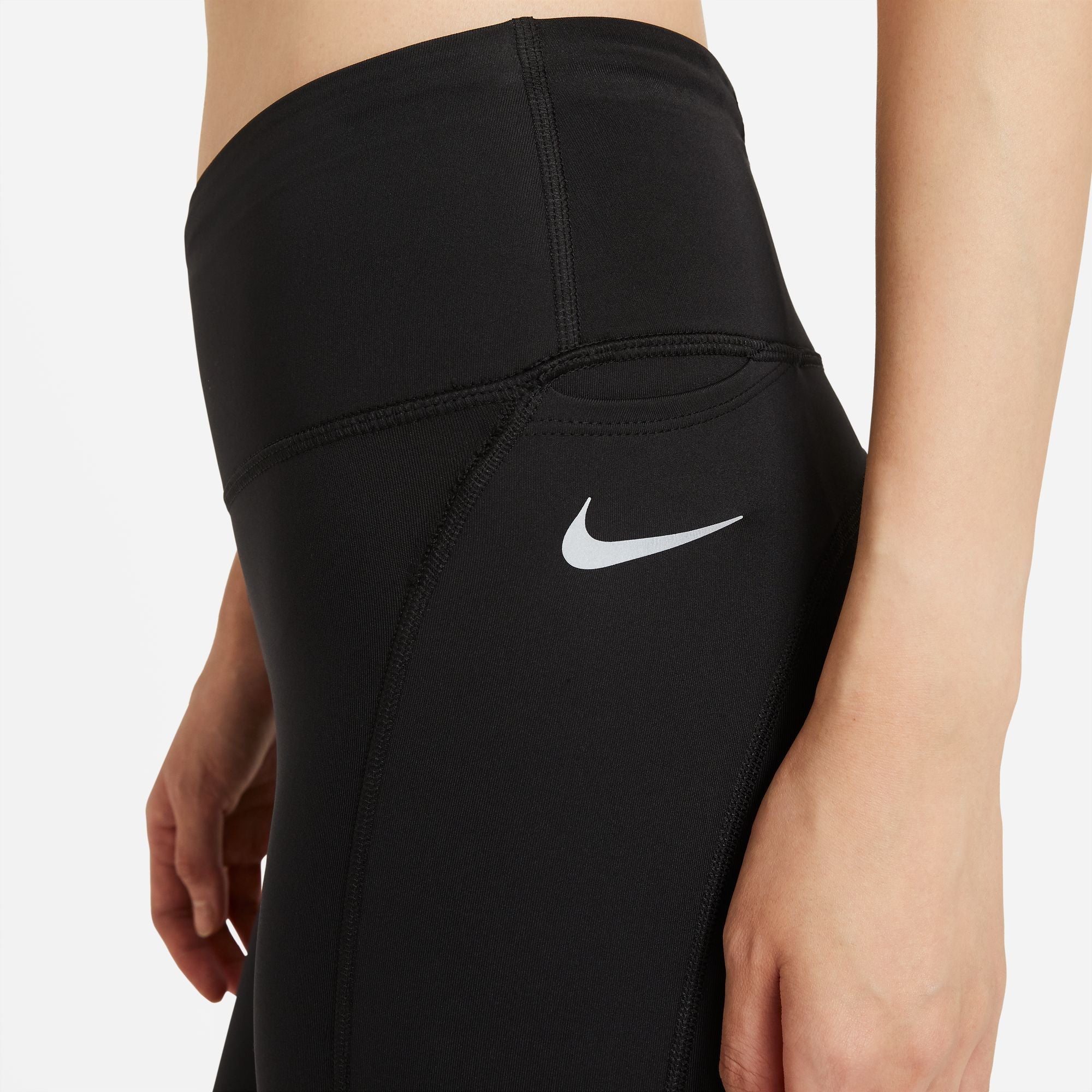 Nike Women's Epic Fast Mid-Rise Pocket Running Tight Black - Achilles Heel