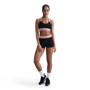 Nike Women's Pro 3 Inch Shorts Black / Elemental Pink / White - achilles heel