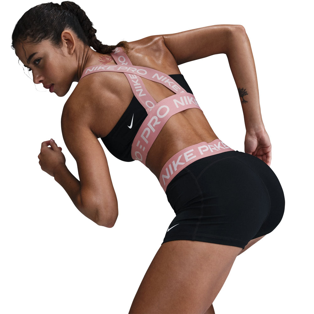 Nike Women's Pro 3 Inch Shorts Black / Elemental Pink / White - achilles heel