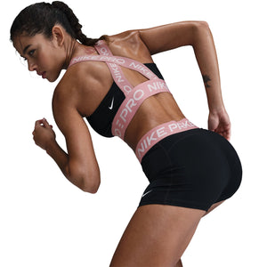 Nike Women's Pro 3 Inch Shorts Black / Elemental Pink / White - achilles heel