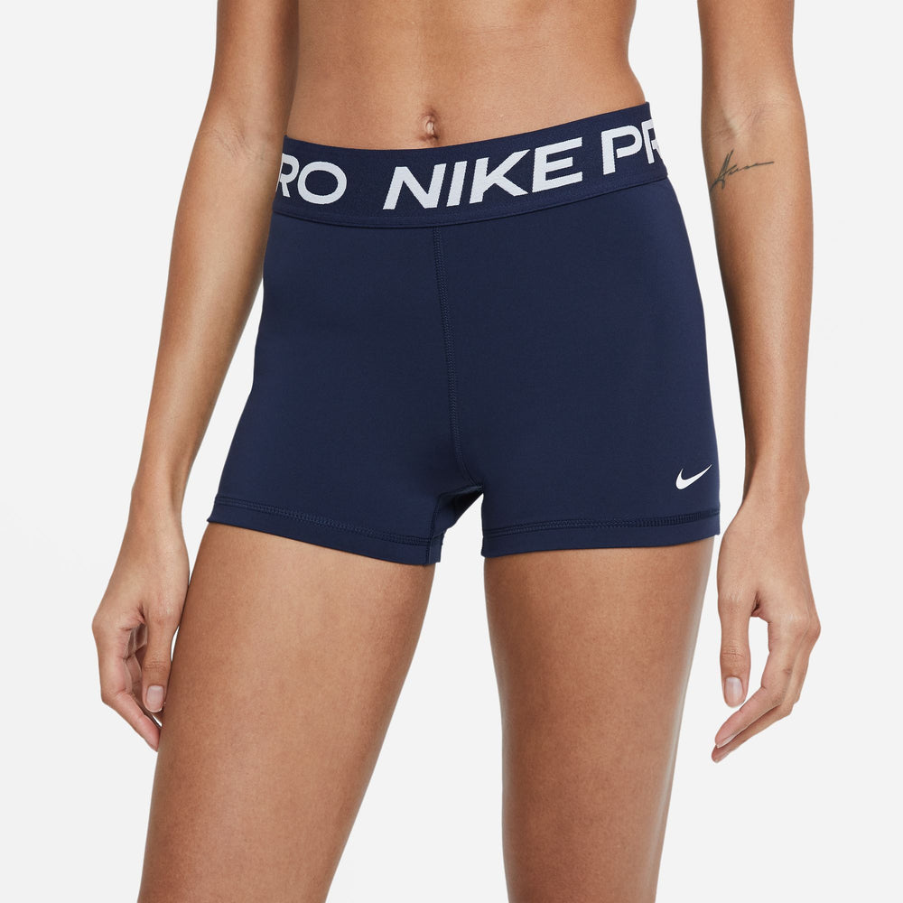 Nike Women's Pro 3 Inch Shorts Obsidian / White - achilles heel