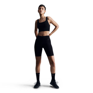 Nike Women's Dri-FIT Zenvy Medium Support Longline Sports Bra Light Black / Sail - achilles heel