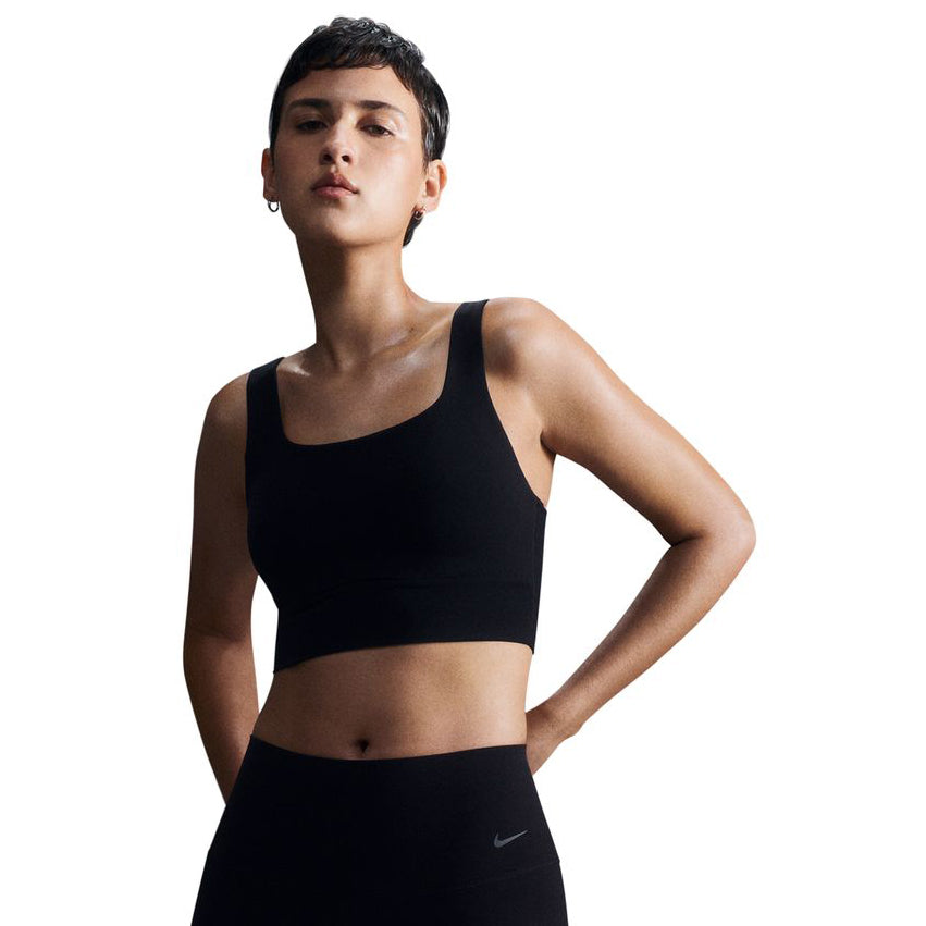 Nike Women's Dri-FIT Zenvy Medium Support Longline Sports Bra Light Black / Sail - Achilles Heel