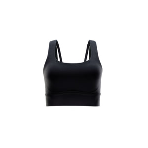 Nike Women's Dri-FIT Zenvy Medium Support Longline Sports Bra Light Black / Sail - achilles heel