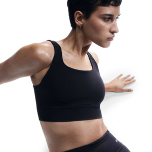Nike Women's Dri-FIT Zenvy Medium Support Longline Sports Bra Light Black / Sail - achilles heel