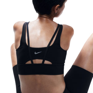 Nike Women's Dri-FIT Zenvy Medium Support Longline Sports Bra Light Black / Sail - achilles heel