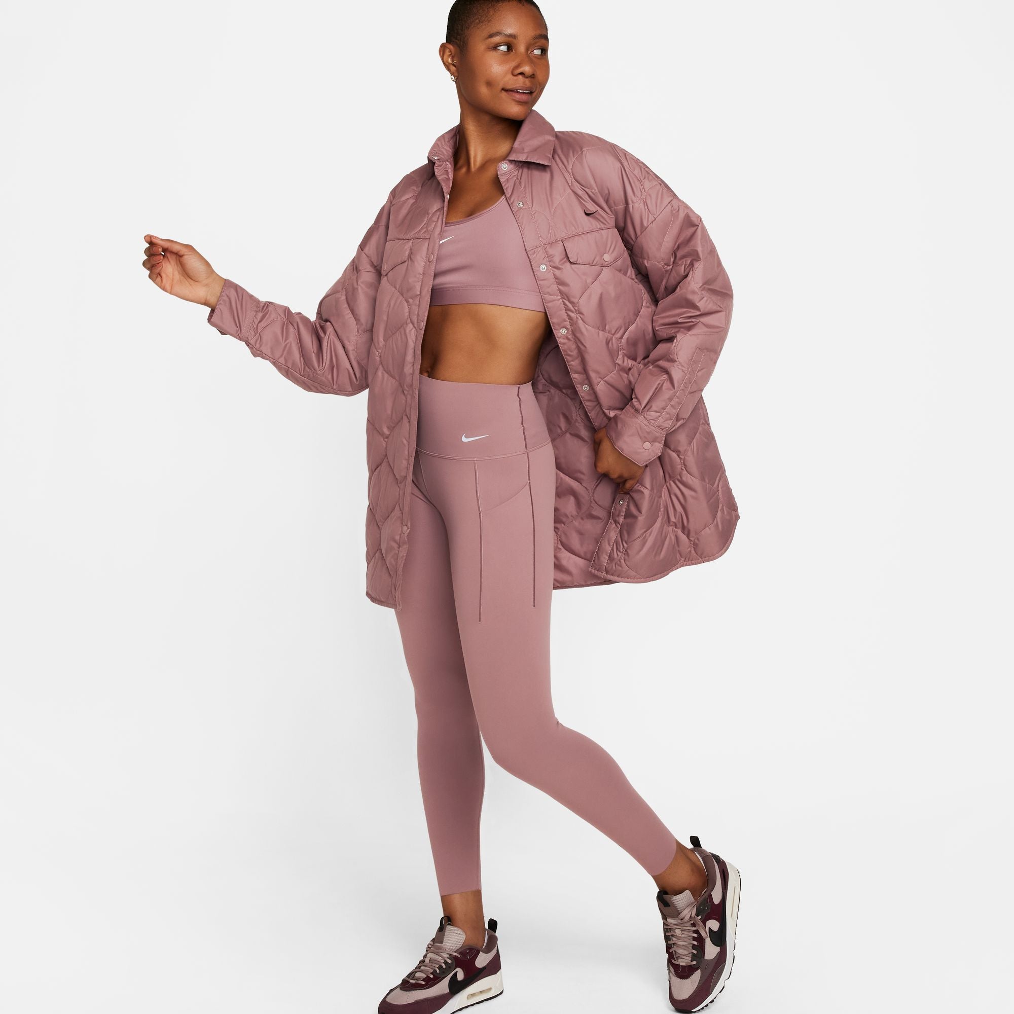 Nike Women's Universa Medium-Support High-Waisted 7/8 Leggings Smokey Mauve / Black - Achilles Heel
