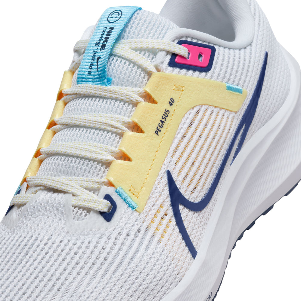 Nike Women's Pegasus 40 Running Shoes White / Photon Dust / Fierce Pink / Deep Royal Blue - achilles heel