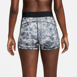 Nike Women's Pro Dri-FIT 3 Inch All Over Print Shorts Black / Iron Grey - achilles heel