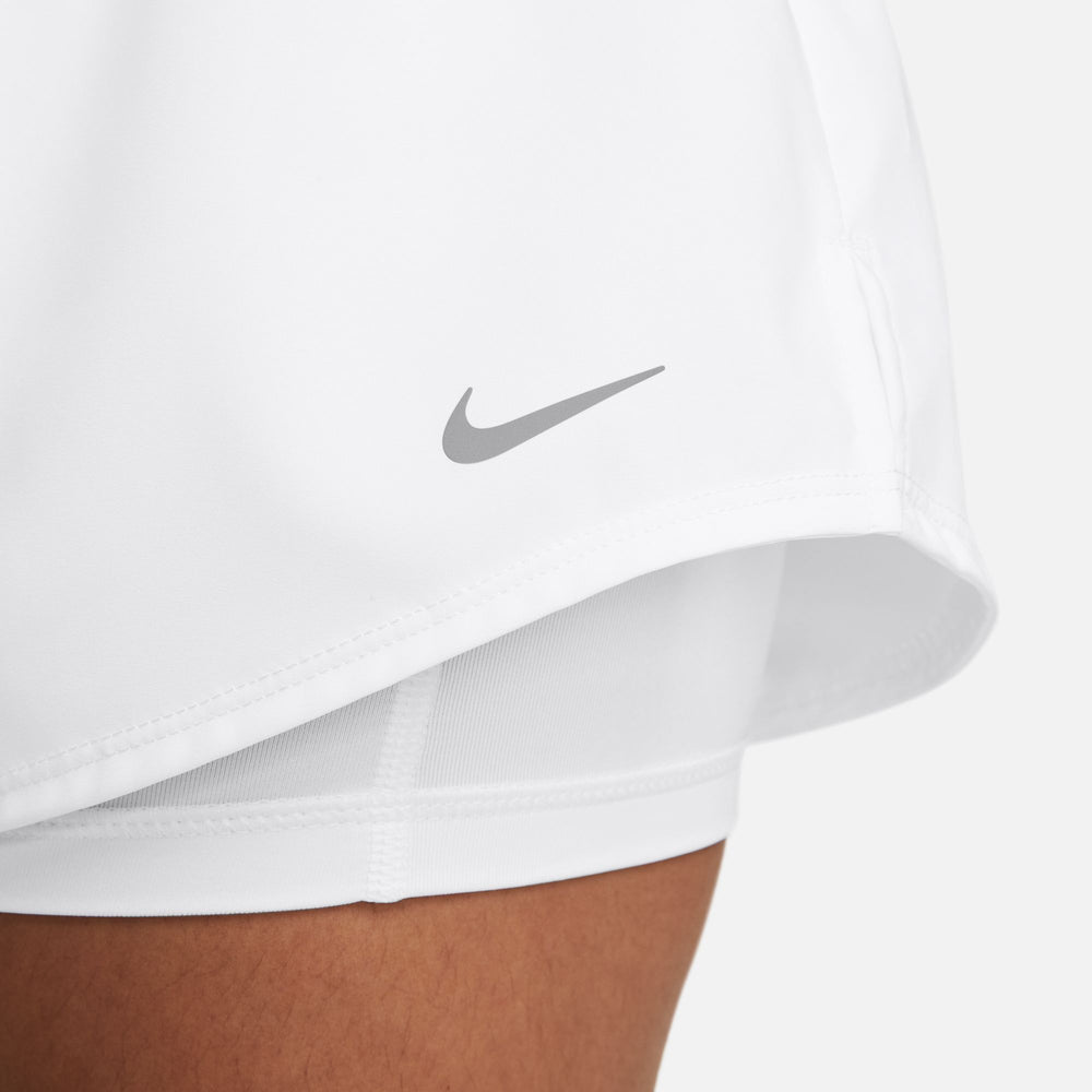 Nike Women's One Dri-FIT High Waisted 3 Inch 2 In 1 Shorts White / Reflective Silver - achilles heel