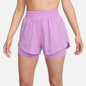 Nike Women's One Dri-FIT High Waisted 3 Inch 2 In 1 Shorts Rush Fuchsia / Reflective Silver - achilles heel