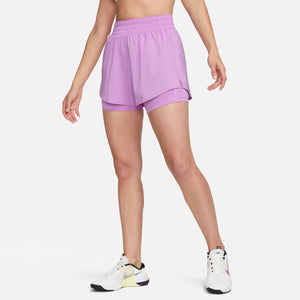 Nike Women's One Dri-FIT High Waisted 3 Inch 2 In 1 Shorts Rush Fuchsia / Reflective Silver - achilles heel