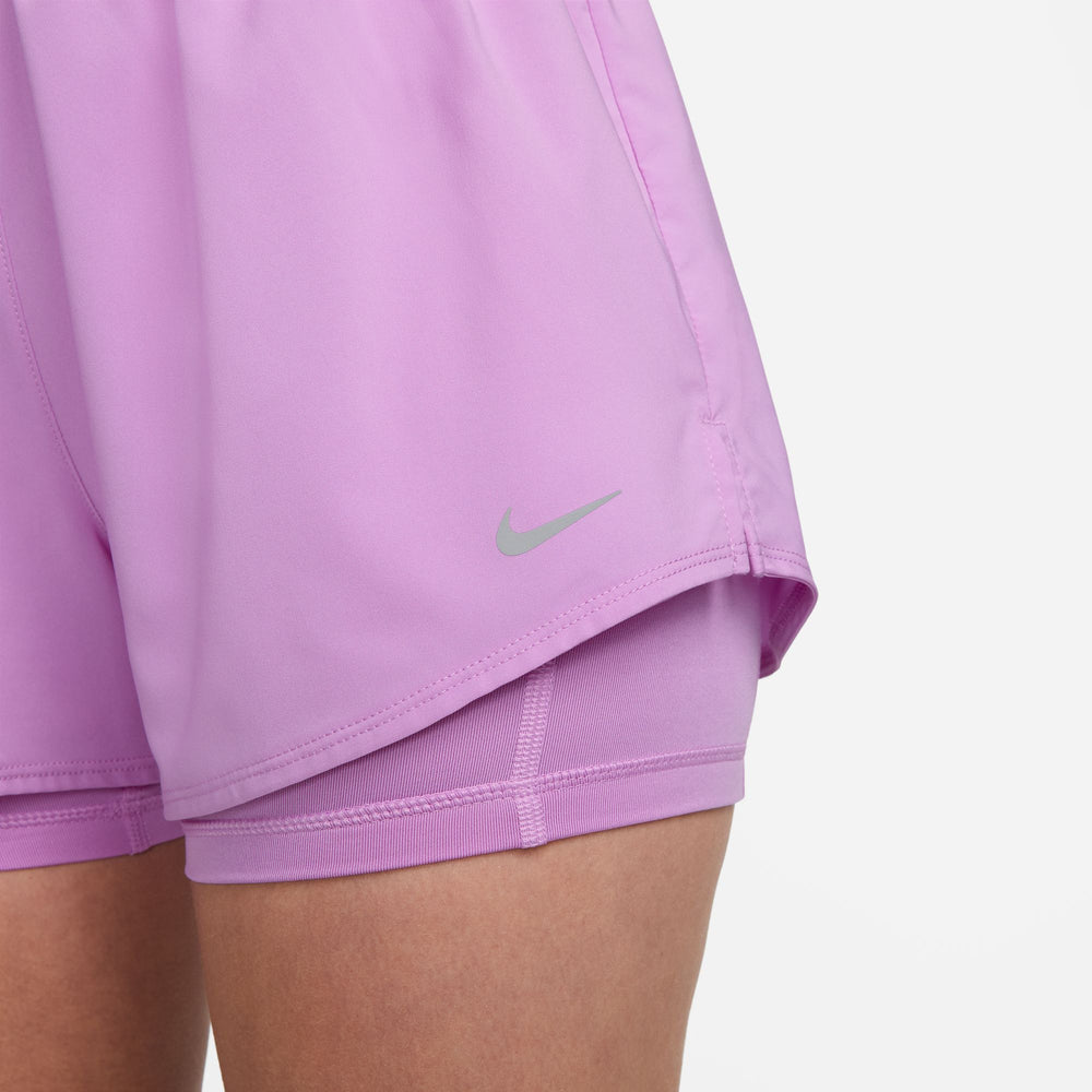 Nike Women's One Dri-FIT High Waisted 3 Inch 2 In 1 Shorts Rush Fuchsia / Reflective Silver - achilles heel