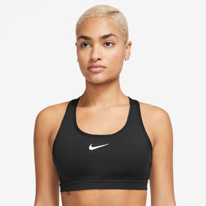 Nike Women's Dri-FIT Swoosh Medium Support Bra Black / White - achilles heel
