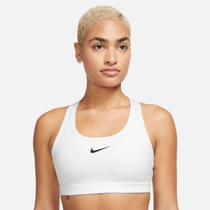 Nike Women's Swoosh Medium Support Bra White / Stone Mauve / Black - achilles heel