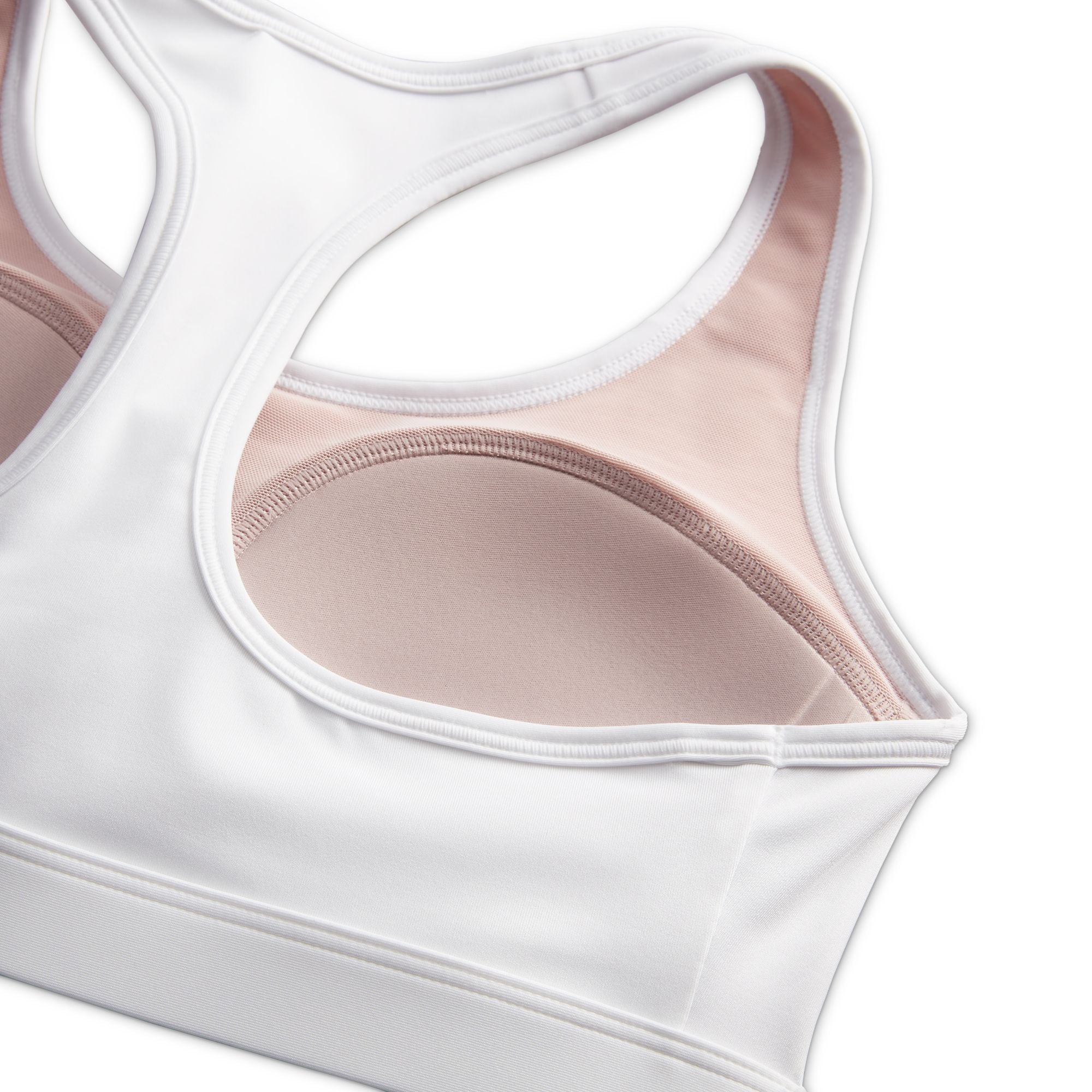 Nike Women's Swoosh Medium Support Bra White / Stone Mauve / Black - Achilles Heel