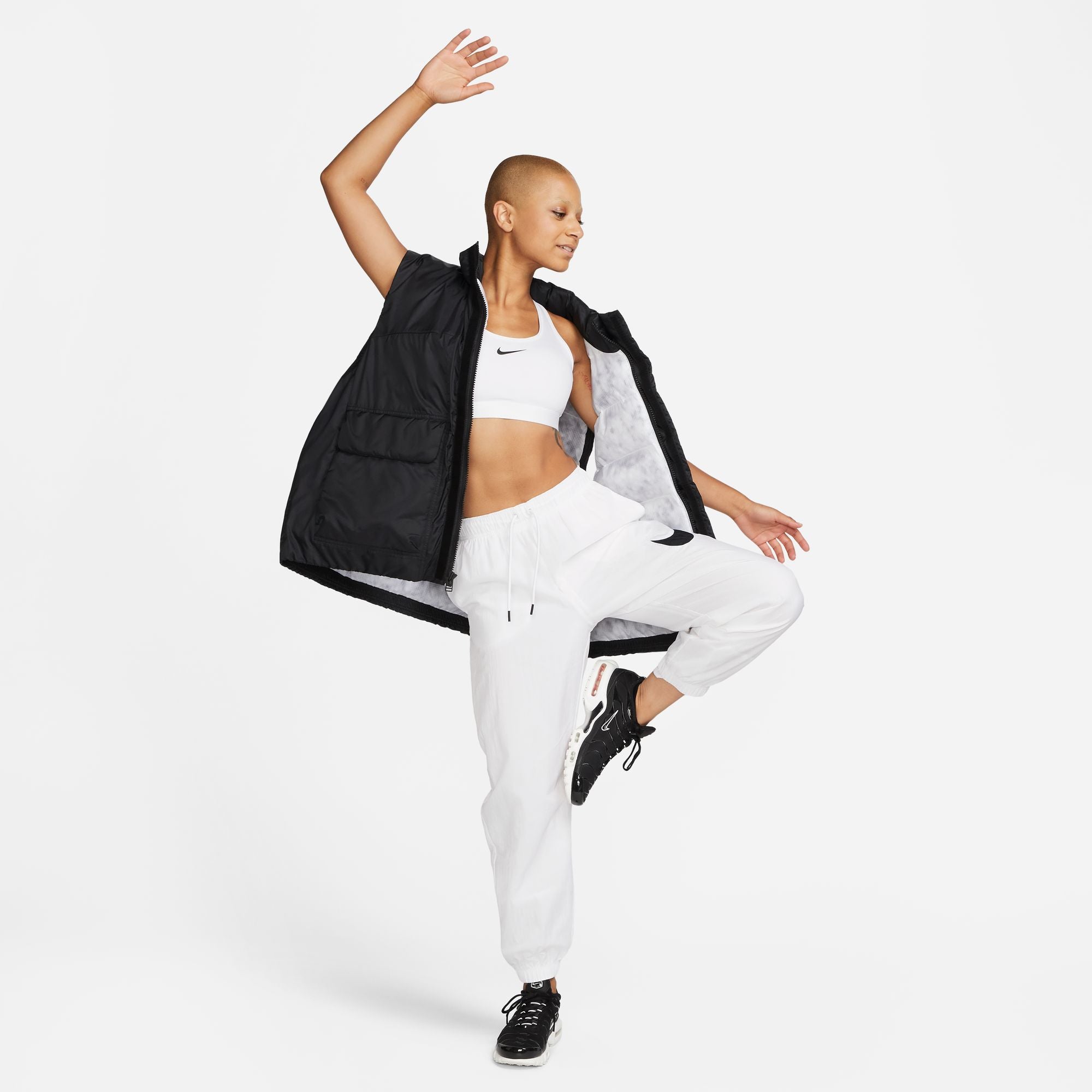 Nike Women's Swoosh Medium Support Bra White / Stone Mauve / Black - Achilles Heel