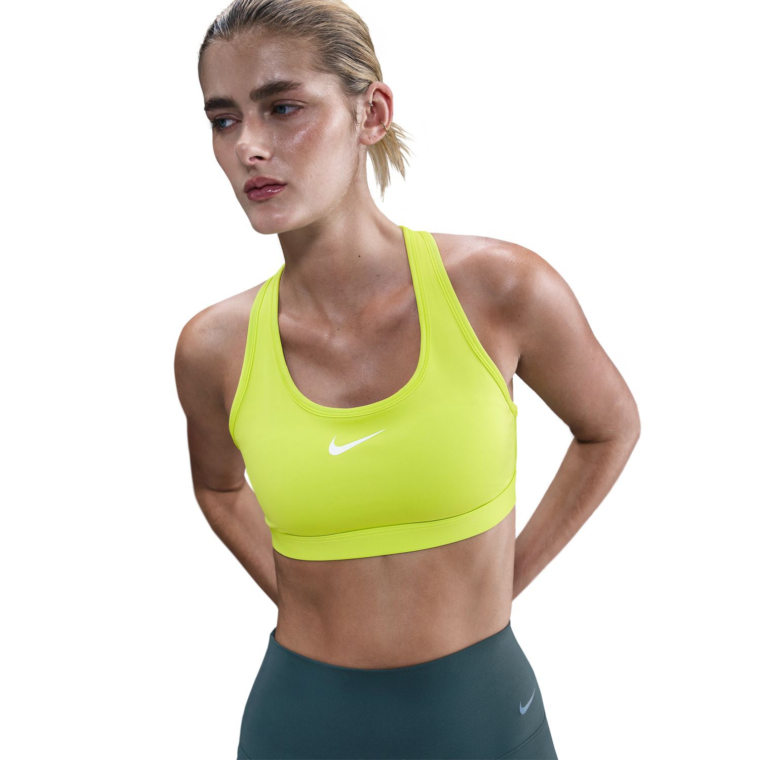 Women's Swoosh Medium-Support Sports Bra Barely Volt / White - Achilles Heel